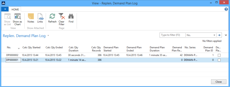 Demand Log Example The Demand Plan Module