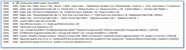 Calculation Log Lines