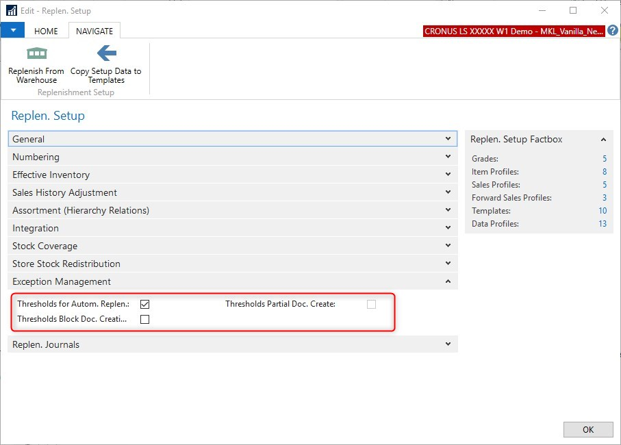 Thresholds management